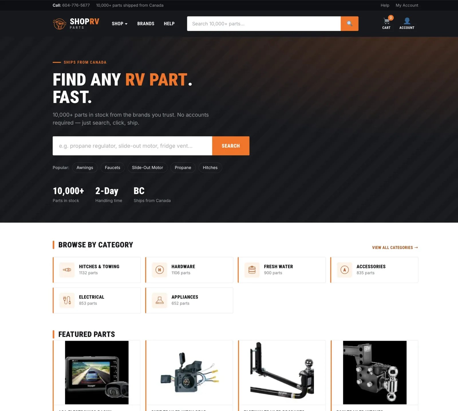 Shop RV Parts storefront